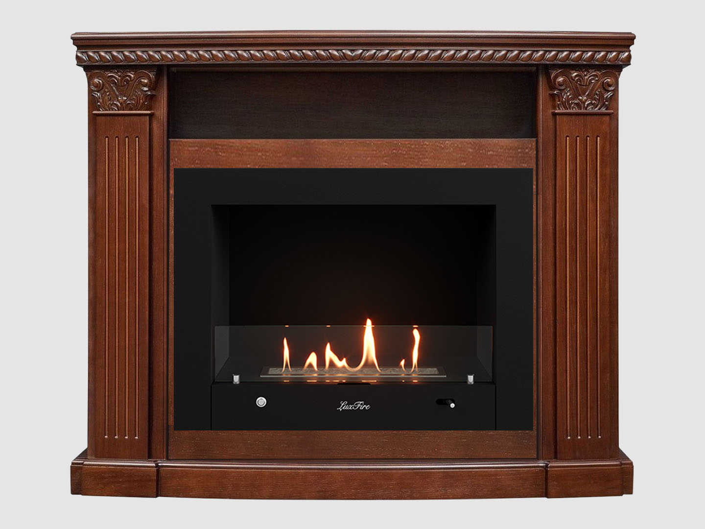Каминный портал МДФ "Людовик 1300" с биокамином Lux Fire "Фаер Бокс 4- 33" (темный орех) по цене 127 300 руб.