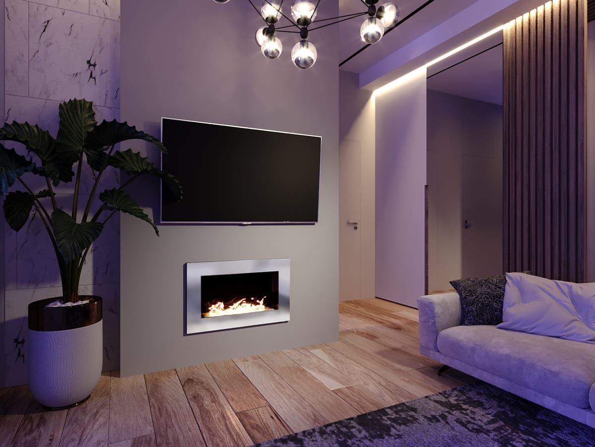 Биокамин "Русский огонь" Хай-тек 800V встраиваемый (высота 500мм.) с декоративным стеклом (стемалитом) по цене 34 100 руб.