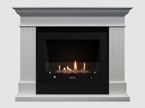 Каминный портал МДФ "Турин 1280" с биокамином Lux Fire "Фаер Бокс 4-25.5" (белый)