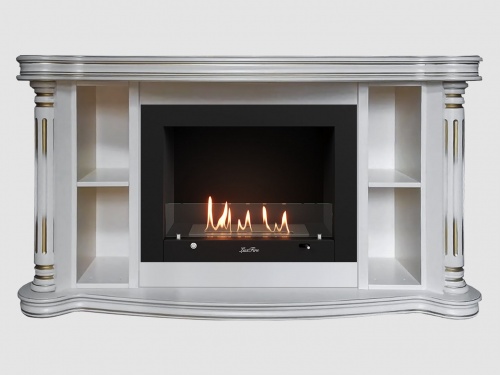 Каминный портал МДФ "Романс 1300" с биокамином Lux Fire "Фаер Бокс 3-30" (белый)