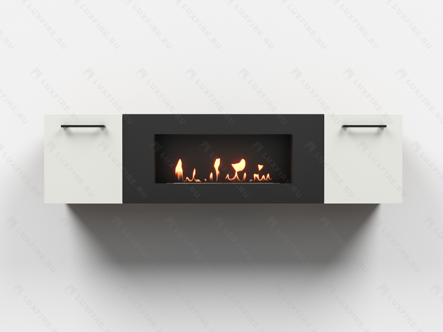 Тумба универсальная Lux Fire "Байкал Р" с ножками 1600, дуб вотан/белый матовый с биокамином 900 по цене 72 954 руб.