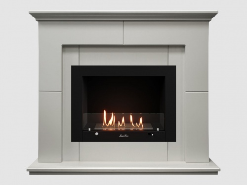 Каминный портал МДФ "Пьер 1200" с биокамином Lux Fire "Фаер Бокс 3-30" (белый)