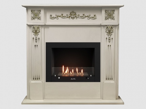 Каминный портал МДФ "Монреаль 1100" с биокамином Lux Fire "Фаер Бокс 3-25.5" (белый)