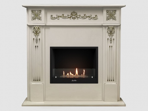 Каминный портал МДФ "Монреаль 1100" с биокамином Lux Fire "Фаер Бокс 1-25.5" (белый)