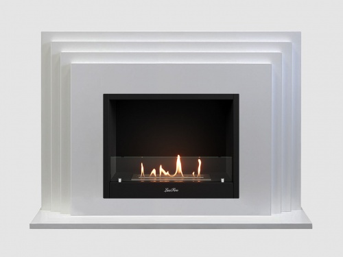 Каминный портал МДФ "Амстердам 1230" с биокамином Lux Fire "Фаер Бокс 1-30" (белый)