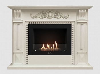 Каминный портал МДФ "Белфаст Люкс 1350" с биокамином Lux Fire "Фаер Бокс 2-25.5" (белый)