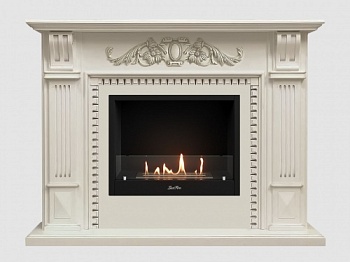 Каминный портал МДФ "Белфаст Люкс 1350" с биокамином Lux Fire "Фаер Бокс 1-25.5" (белый)