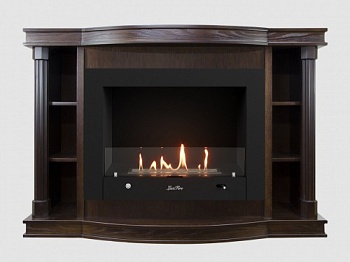 Каминный портал МДФ "Андерсен 1400" с биокамином Lux Fire "Фаер Бокс 4 - 33" (темный орех)