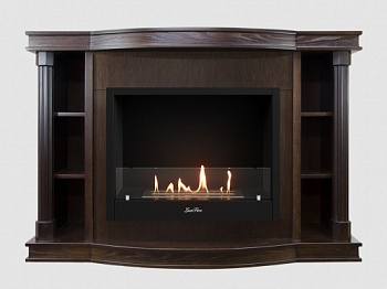 Каминный портал МДФ "Андерсен 1400" с биокамином Lux Fire "Фаер Бокс 1 - 33" (темный орех)