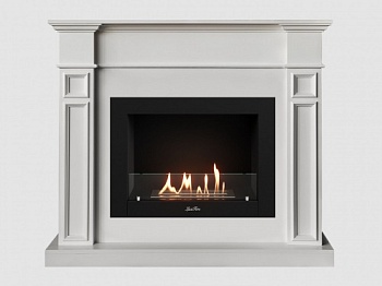 Каминный портал МДФ "Бертино 1240" с биокамином Lux Fire "Фаер Бокс 2 - 30" (белый)