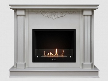 Каминный портал МДФ "Лукас 1080" с биокамином Lux Fire "Фаер Бокс 1-25.5" (белый)
