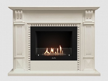 Каминный портал МДФ "Белфаст 1350" с биокамином Lux Fire "Фаер Бокс 2-25.5" (белый)