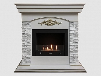 Каминный портал МДФ "Лондон 1060" с биокамином Lux Fire "Фаер Бокс 4-25.5" (белый)