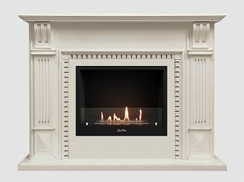 Каминный портал МДФ "Белфаст 1350" с биокамином Lux Fire "Фаер Бокс 1-25.5" (белый)