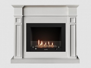 Каминный портал МДФ "Бертино 1240" с биокамином Lux Fire "Фаер Бокс 3 - 30" (белый)