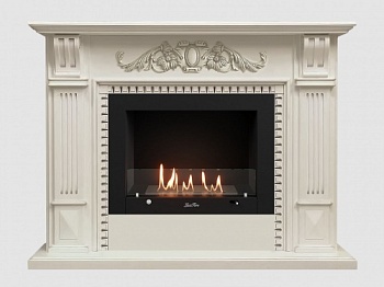 Каминный портал МДФ "Белфаст Люкс 1550" с биокамином Lux Fire "Фаер Бокс 3-30" (белый)