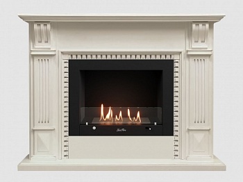 Каминный портал МДФ "Белфаст 1350" с биокамином Lux Fire "Фаер Бокс 3-25.5" (белый)