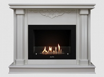 Каминный портал МДФ "Лукас 1080" с биокамином Lux Fire "Фаер Бокс 2-25.5" (белый)